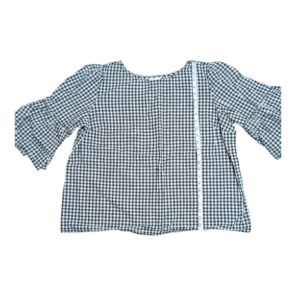 Time & Tru - Women's Shirt/Top Size 22 - XXXL Black/White Plaid Ruffle Sleeve - Picture 2 of 6